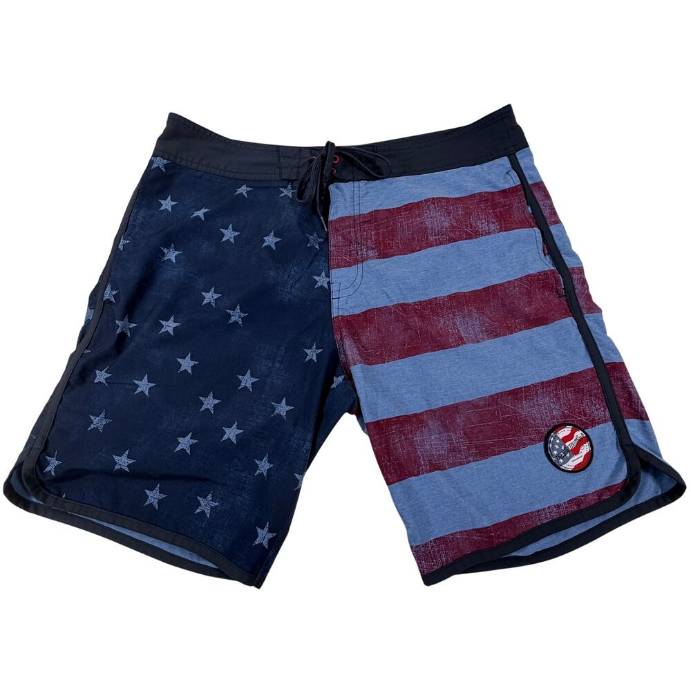 Travis Mathew USA Flag America Patriotic Swim Board Shorts Blue Red Men’s 36